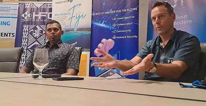 Investment Fiji CEO, Kamal Chetty, with Tourism Fiji CEO, Brent Hill. Photo: Waisea Nasokia