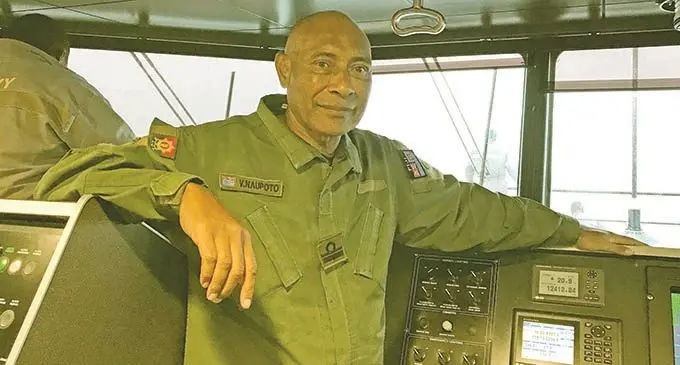 In his element...Republic of Fiji Military Forces Commander Rear Admiral Viliame Naupoto on the Bridge onboard RFNS Savenaca .  Photo: Laisa Lui