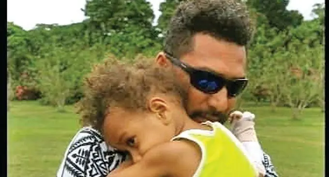 The last time Kalougata carried his son Epeli Jeremaia (EJ) in his arms before he was airlifted on mercy dash for Labasa Hospital on August 4, 2019.