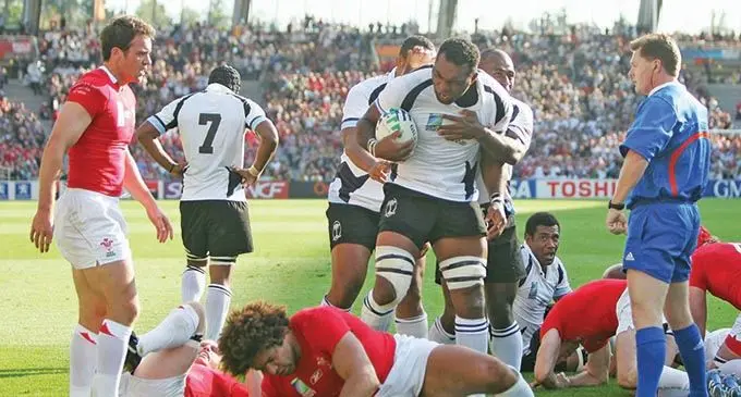 Flying Fijians loose forward Kele Leawere scored one of the tries against Wales during the 2007 Rugby World Cup pool matches. Leawere’s try helped the Flying Fijians beat Wales 38-34 and advance to the quarterfinal stages to face eventual Cup winners, South Africa.