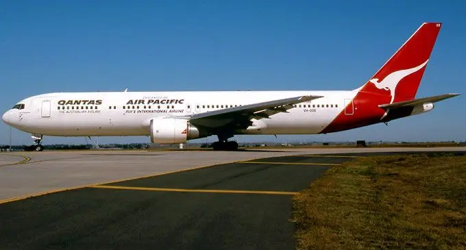 A Qantas Boeing 767 at the Sydney International Airport. 