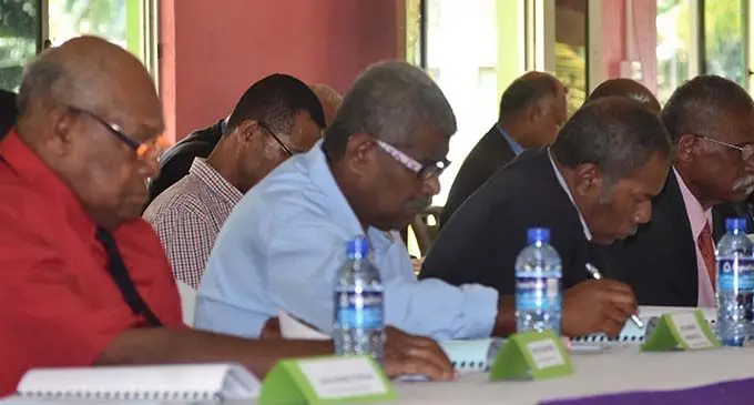 Traditional leaders and representatives of the Nadroga/Navosa province during the provincial council meeting at Nasigatoka Village on July 10, 2019. Photo: Waisea Nasokia