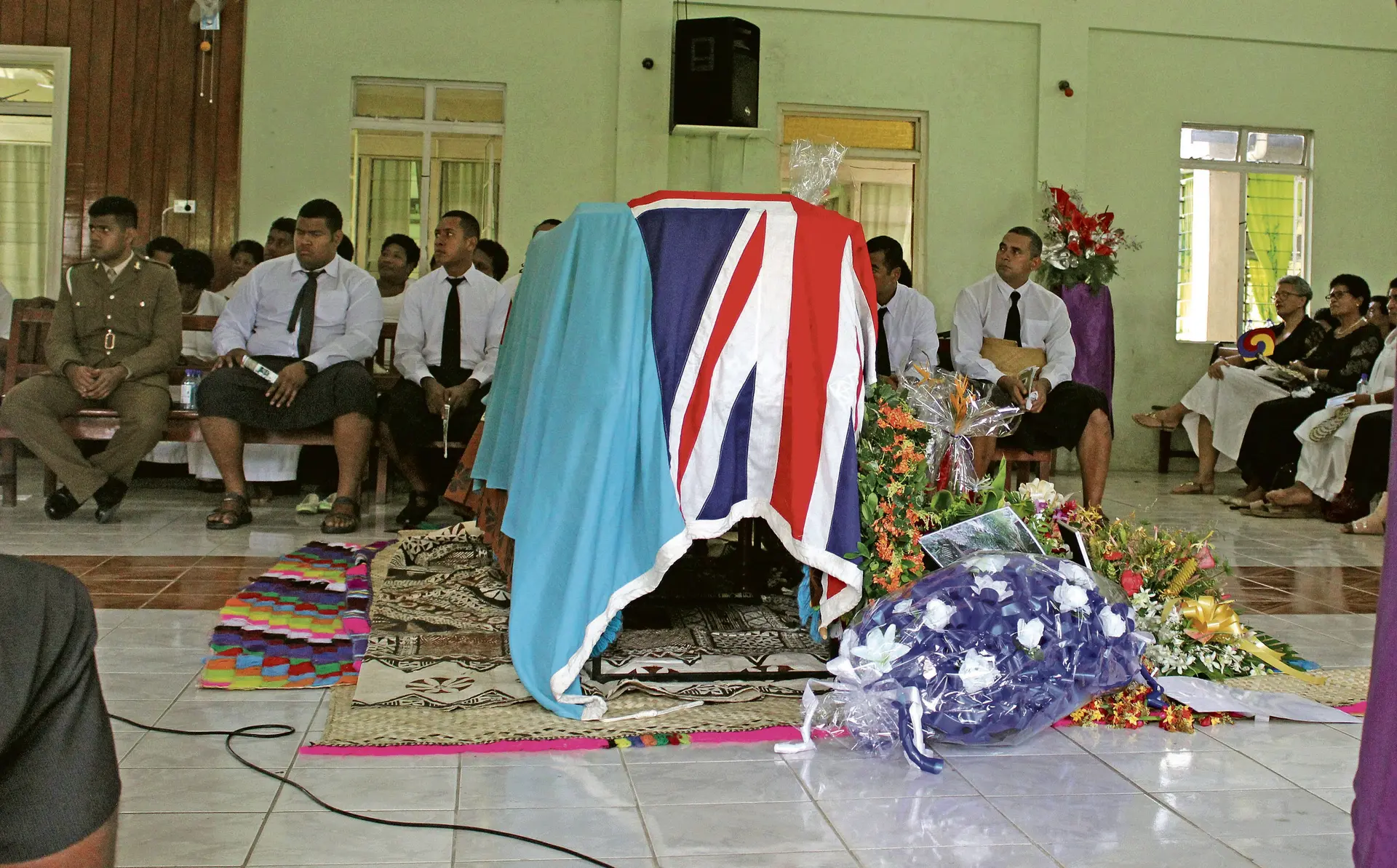 Members of the late John Whippys family gather during the funeral reception in Nausori on the 9th of March,2018.Photo: Peni Komaisavai.