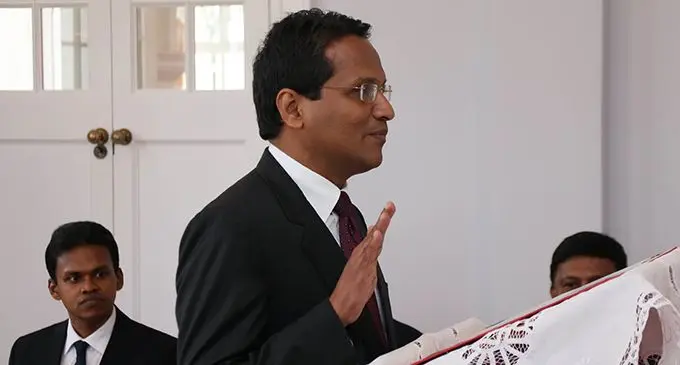 Justice Dayaratne taking his oath on May 8, 2019 at the State House. Photo: DEPTFO News 