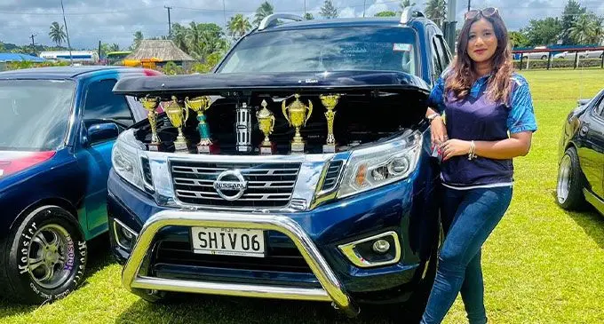 Simron Singh with her Nissan Navara.