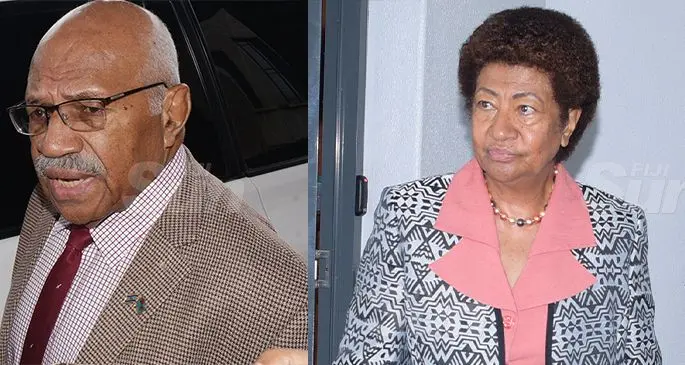 (From Left-Right): SODELPA party leader Sitiveni Rabuka and Gone Marama Bale na Roko Tui Dreketi Ro Teimumu Kepa.