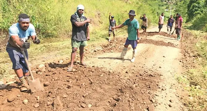 Men from Dreketilailai and Lekutulevu Villages carried out the maintenance of Dreketilailai Road in Labasa on April 24, 2023. Photo: Shratlika Naidu