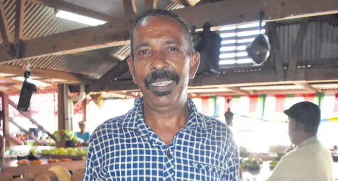 Kuldip Chand selling vegetables at Labasa market on April 23. Photo: Shratika Naidu