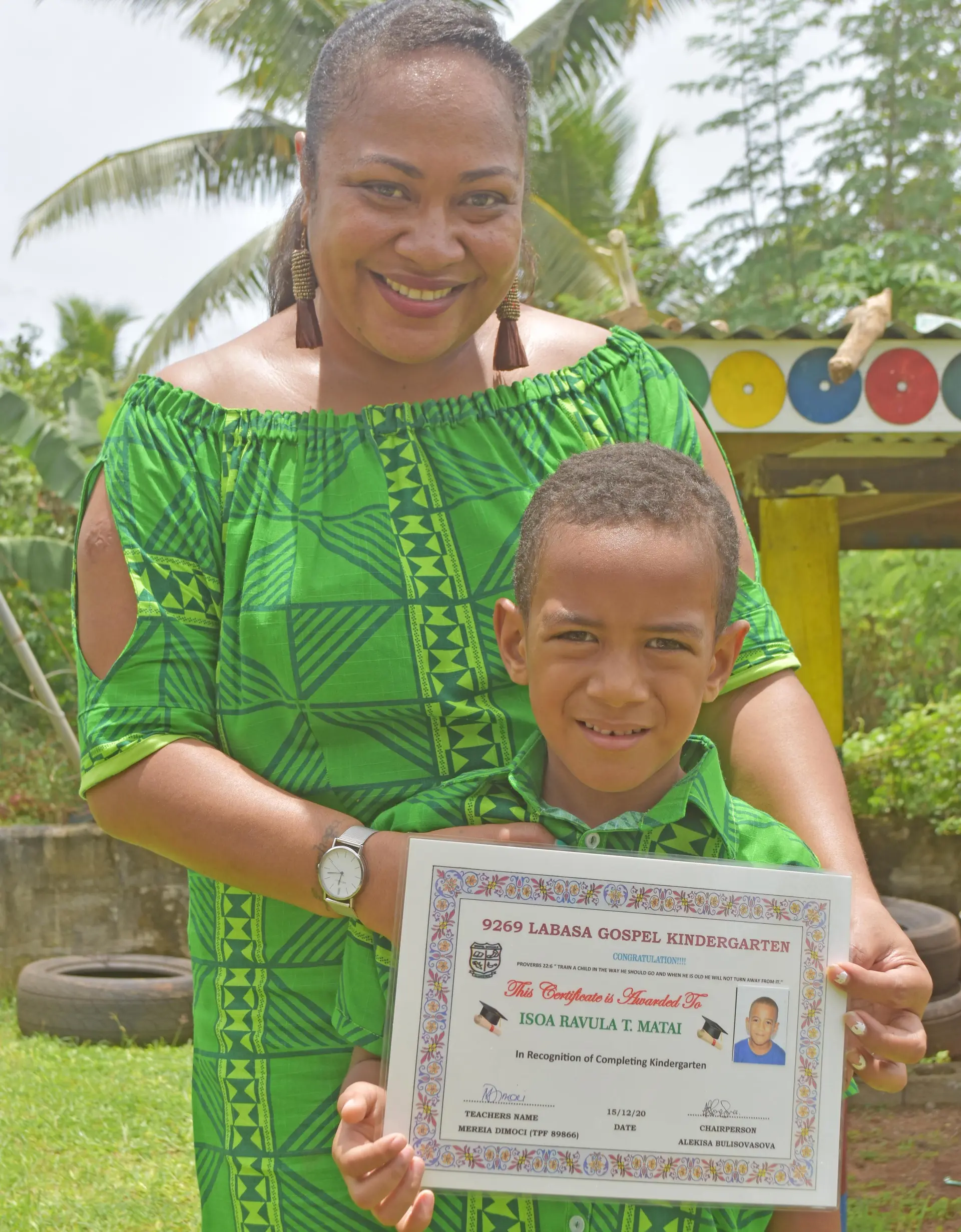 Isoa Matai with his mother Setaita Qiolevu after the graduation ceremony on December 15, 2020.  Photo: Laisa Lui