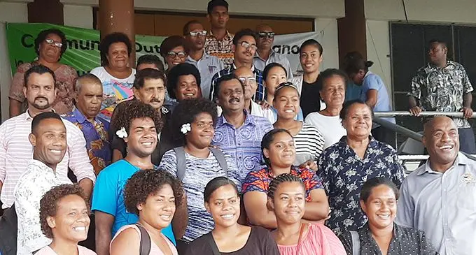 Minister for Employment, Productivity, Industrial Relations, Youth and Sports Parveen Bala (centre) with  members of the public during the Community Outreach and Talanoa forum at the Lautoka Sugar City Mall  carpark on March 2, 2020. Photo: Salote Qalubau