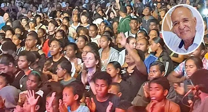 Young people gathered at the Churchill Park in Lautoka for the Planetshakers Crusade. Inset: Fiji Council of Churches (FCC) general secretary Reverend Simione Tugi.