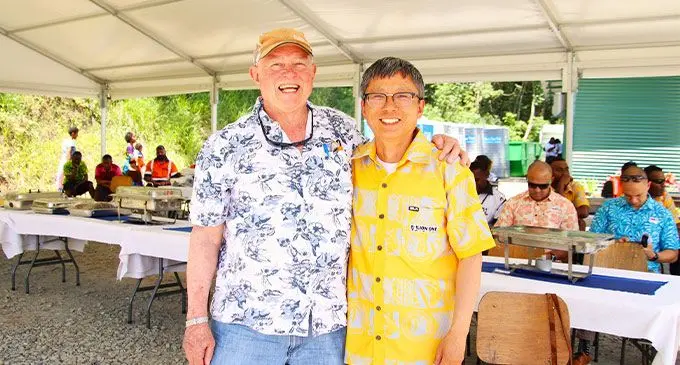 Harvie Probert (left), with Kevin Li. Photo: Frederica Elbourne