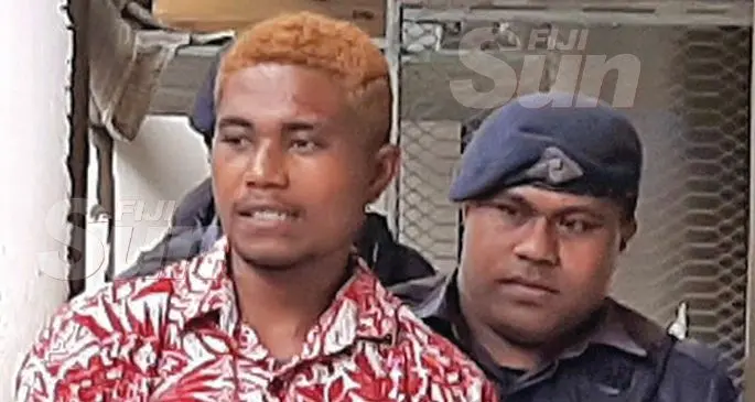 Murder accused Vilimoni Lalaobouma is escorted out of the Lautoka Magistrates Court on October 24, 2019. Photo: Salote Qalubau