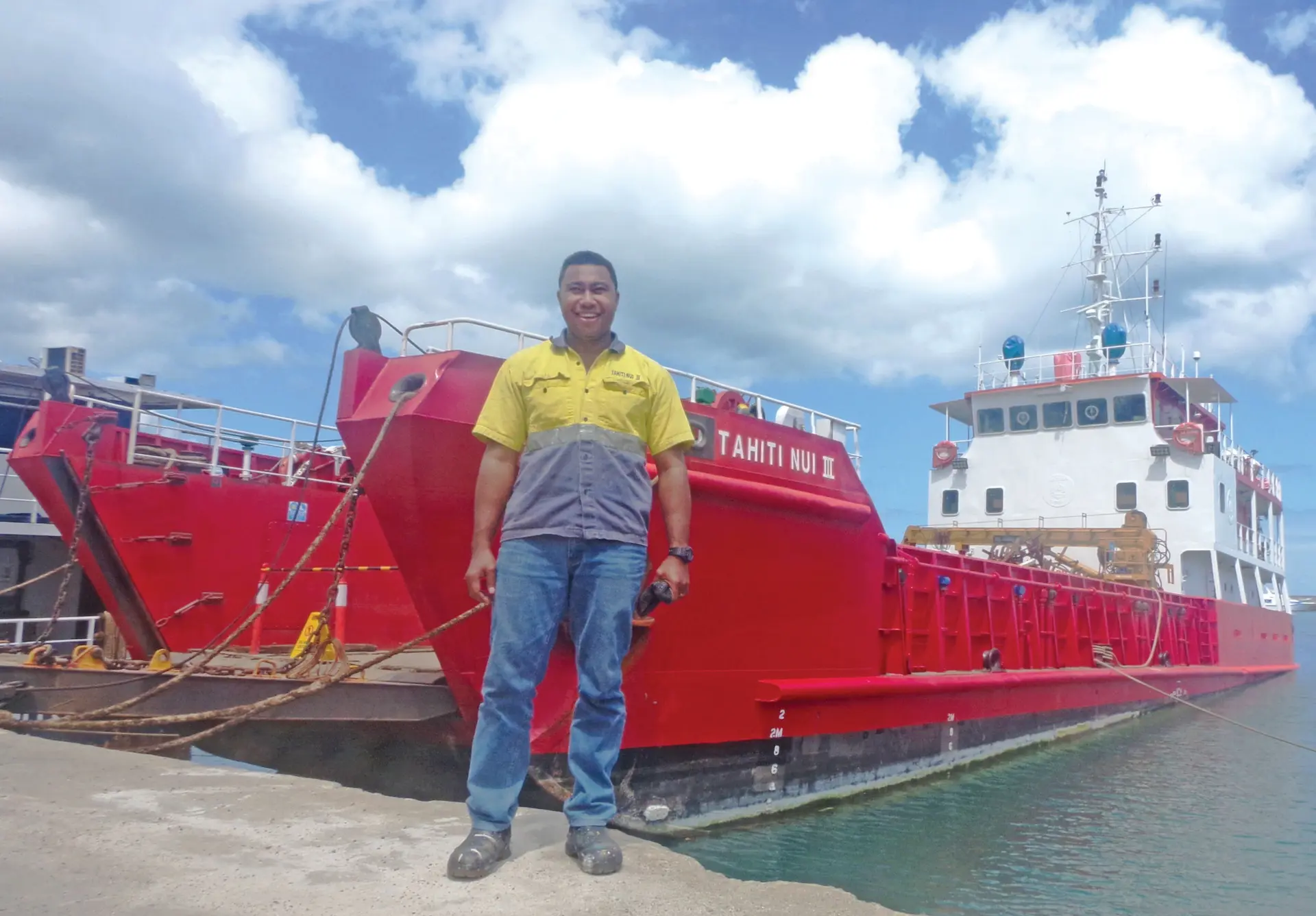Tahiti Nuii III Engine Watch Room Rating Officer Sikeli Baleilabasa at the Lautoka Wharf on March 18, 2018. Photo: Peni Komaisavai