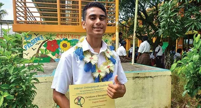 Eugene Samisoni during the graduation ceremony at the Marist Champagnat Institute on March 31.  Photo: Sheenal Charan