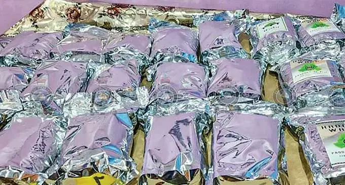 Methamphetamine, found in 62 Kava bags (500 grams packets) in Nadi following a recent drug bust. Photo: Police Media Cell