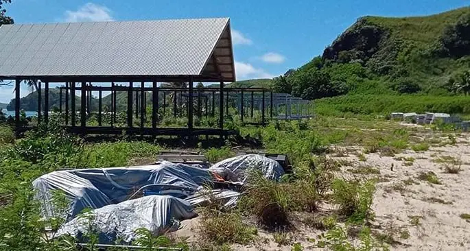 Abandoned construction site at Champagne beach in Yasawa-i-rara.