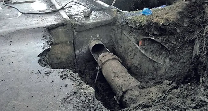 The burst sewer main near the Navutu Bridge in Lautoka.