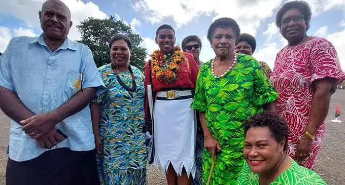 Recruit Vani Vidovi with her family during the Republic of Fiji Military Forces passout parade at the Force Training Group in Nasinu on July 15, 2022. Photo: Wati Talebula-Nuku