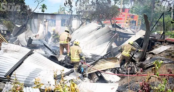 Firefighters were at the scene at Gaji Road, Suva, to put out the fire on October 6, 2021. Photo: Ronald Kumar