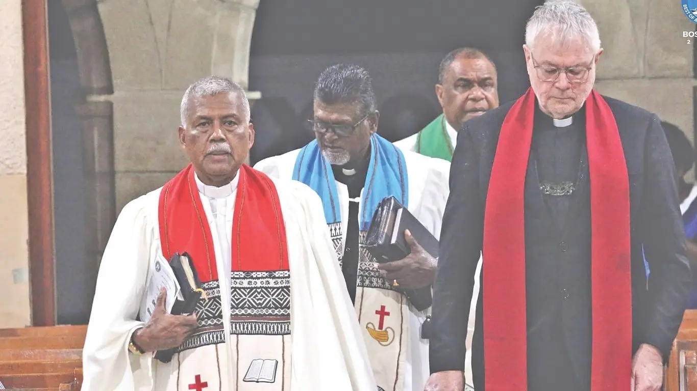Methodist Church in Fiji and Rotuma president Reverend Semisi Turagavou (left), and Reverend Anil Reuben at the annual conference in Suva.