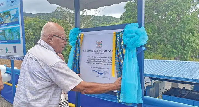 Prime Minister Sitiveni Rabuka opening the Nabouwalu water treatment plant in Bua on January 22, 2025. Photo: Shratika Naidu
