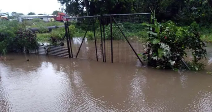 The flooded compound at Bal Krishna’s residence in Nasinu.