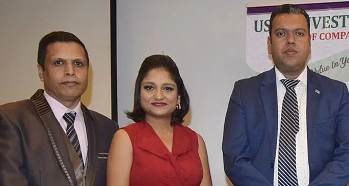 From left: Usha Investment Real Estate PTE Ltd director Ripon Baral, Baralika Day Taishee and Minister for Lands and Mineral Resources, Ashneel Sudhakar at the Holiday Inn Suva on December 1, 2019.