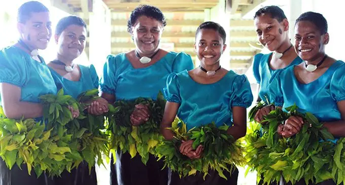 Dilkusha Home girls with their teacher after their meke performance on September 16, 2019, at the Dilkusha Home in Nausori.   Photo:  Kelera Sovasiga