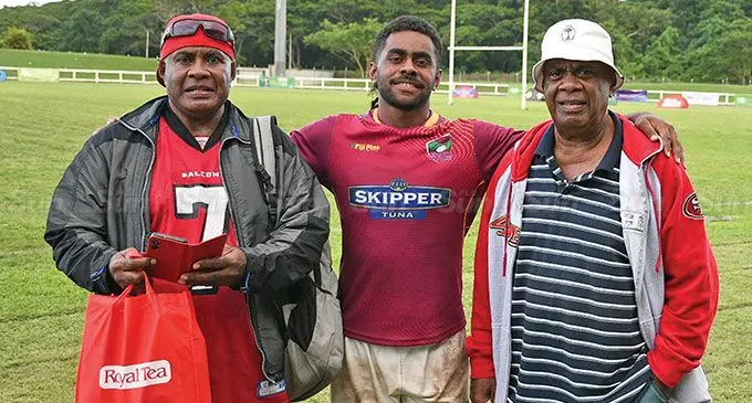 Lautoka’s Isikeli Babitu (middle) with his dad (left) and uncle Suka Rabitu at Lawaqa Park, Sigatoka, on May 11, 2024. Photo: Waisea Nasokia