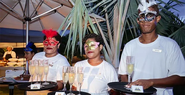 Staff members from the Fiji Marriott Resort Momi Bay prepare to serve guests. Photo: Fiji Marriott Resort Momi Bay