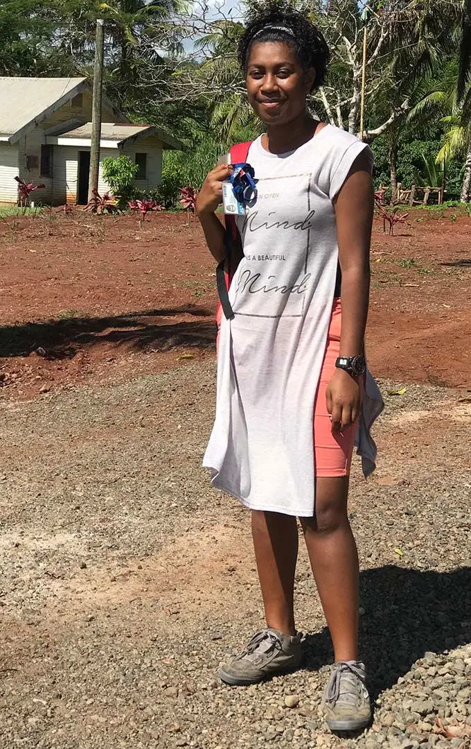 Esiteri Marica Raisogo waiting for the bus at Vatulovona  village on July 31, 2019. Photo: Laisa Lui 