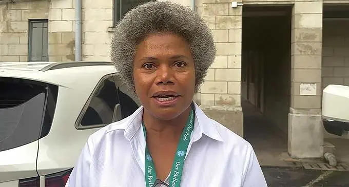 Assistant Minister for Foreign Affairs, Lenora Qereqeretabua outside the Suva Magistrate’s Court on February 20, 2024. Photo: Beranadeta Nagatalevu