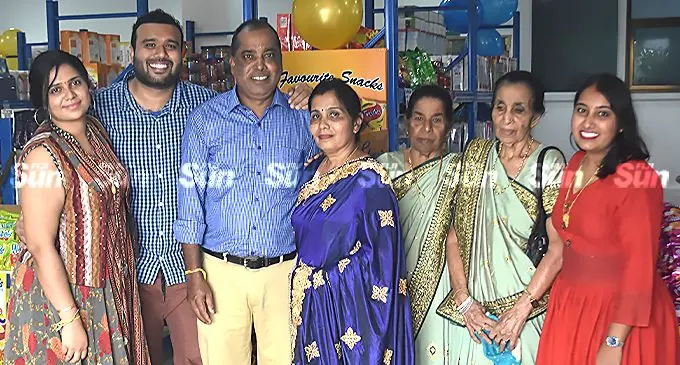 From Left: Jotishma Lal, Kaushik Lal, Prem Chand Lal, Sashi Lata, Tara Wati, Kanta Wati and Shweta Lal during the opening of Sashis Shopping Centre in Vunivau, Labasa on February 9, 2022. Photo: Shratika Naidu