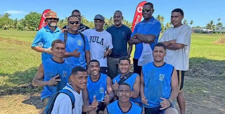 Members of the Nasinu Secondary School Under-17 team with team officials at St Marcellin Primary School grounds on April 5, 2025. Photo: Sereana Salalo