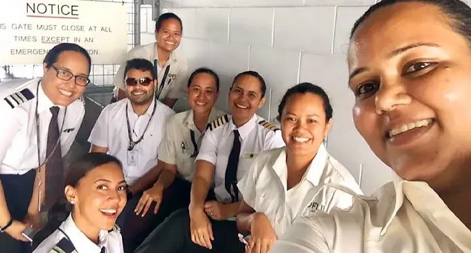 Jotika Lal (first from right) with her colleagues from Fiji Airways.