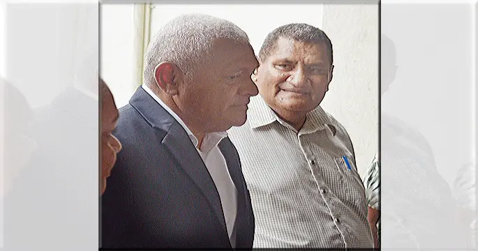 Fiji Limited managing director Daniel Whippy (left) and former National Fire Authority (NFA) chief executive officer John O’Connor outside the Suva Magistrate’s Court on February 23, 2024. Photo: Ronald Kumar