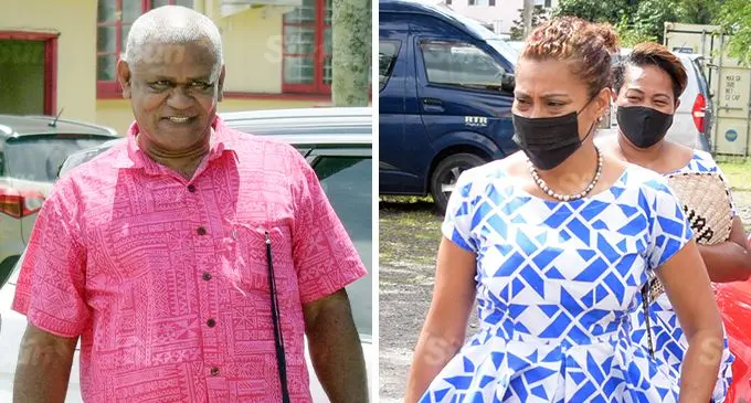 SODELPA general secretary, Lenaitasi Duru and SODELPA MP, Lynda Tabuya outside the Fijian Teachers Association hall on December 21, 2021. Photo:  Ronald Kumar
