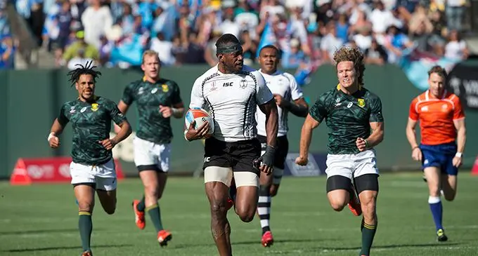 Sevuloni Mocenacagi on attack against South Africa. Photo: ZoomFiji