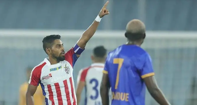 Roy Krishna after scoring for ATK against Mumbai City FC in the Indian Super League at Salt Lake Stadium in Kolkata, India on December 1, 2019.