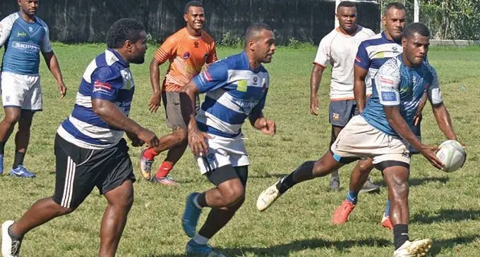 Nadi Rugby centre Semesa Muaidonu looks for support during training at the Prince Charles Park in Nadi on April 6,2021.Photo: Waisea Nasokia