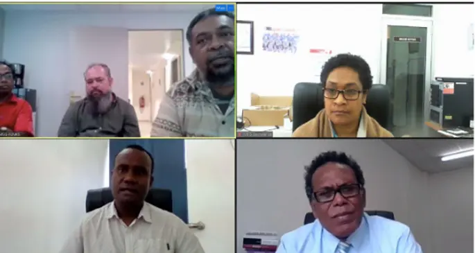 Officials from the MSG Secretariat and FLNKS during the online virtual meeting.