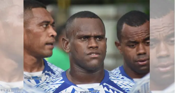 Sakeo Railoa (right) with his Police 7s team at the Nawaka 7s tournament at Prince Charles Park in Nadi on February 23, 2018. Photo: Waisea Nasokia