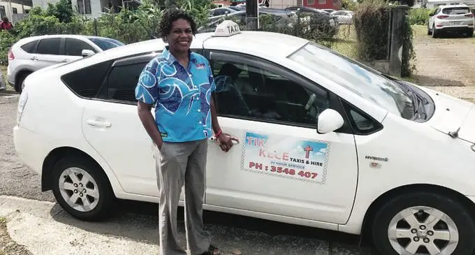 Elenoa Rokotabula in front of her taxi in Suva on April 30, 2018. Photos: Taraivini Seru