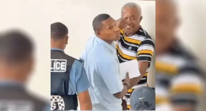 Supermarket robbery accused duo Leone Lesumailepanoni (middle), and Sosiveta Raura outside the High Court in Suva on December 5, 2024. 