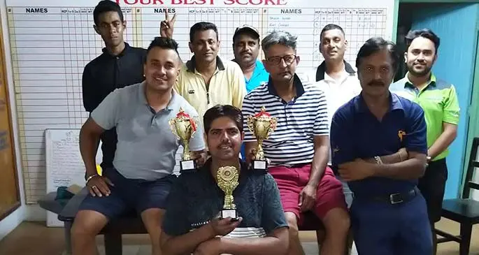 Ba golfers with their spoils after the tournament. Photo: Rohit Chandra.