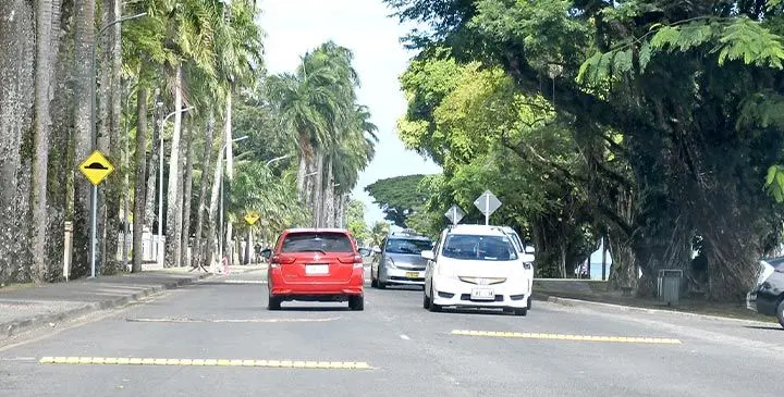Fiji Road Authority has put up multiple speed humps along Queen Elizabeth Drive in Suva on June 19, 2025. Photo: Ronald Kumar
