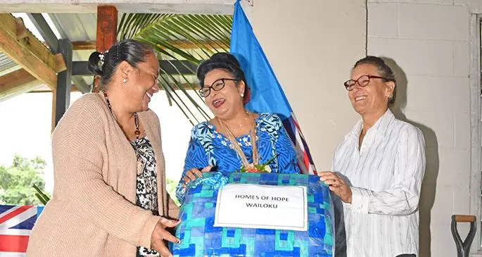 From left: Homes of Hope national director, Turenga Nakalevu, Assistant Minister for Women, Children and Poverty Alleviation Veena Bhatnagar and Homes of Hope founder Lynnie Roche. Photo: DEPTFO News
