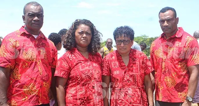 Adi Kiti Naikasau (third from left) with her daughter and brother-in-laws after the funeral of her husband Leo Naikasau (Snr) in Nasasa, Navua on February 28, 2020. Adi Kiti has vowed to continue supporting the club. Photo: Lusiana Tuimaisala