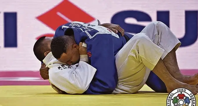 Fijian judoka, Tevita Takayawa (blue) in an earlier competition this year.  Photo: IJF